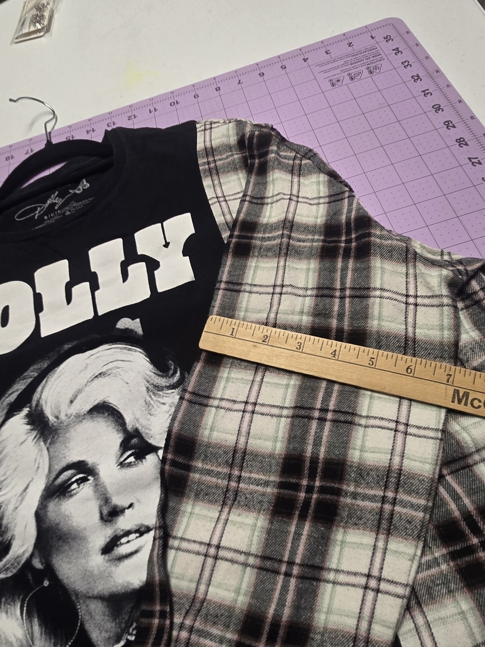 Dolly Parton One-of-a-Kind Upcycled Flannel Sleeve Shirt - Picture 8 of 14